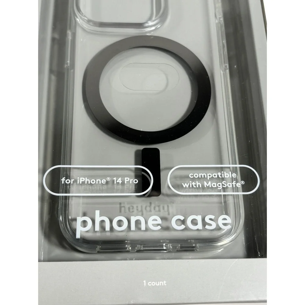 Heyday iPhone 14 Pro Clear Case MagSafe Compatible Hard Shell Rubber Bumper
